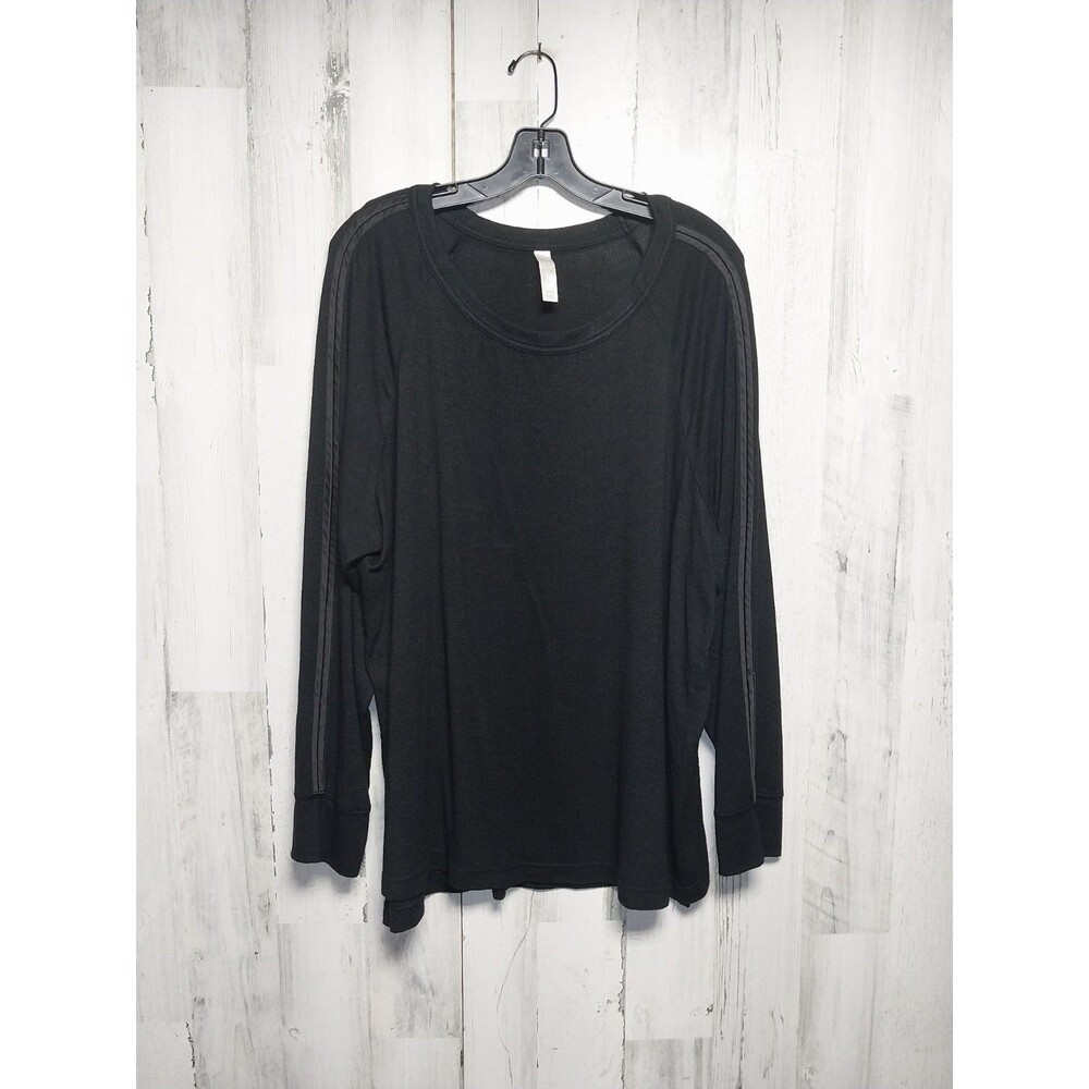 Cacique Sleep Shirt Long Sleeve Round Neck Black Sz 18/20 Super Soft